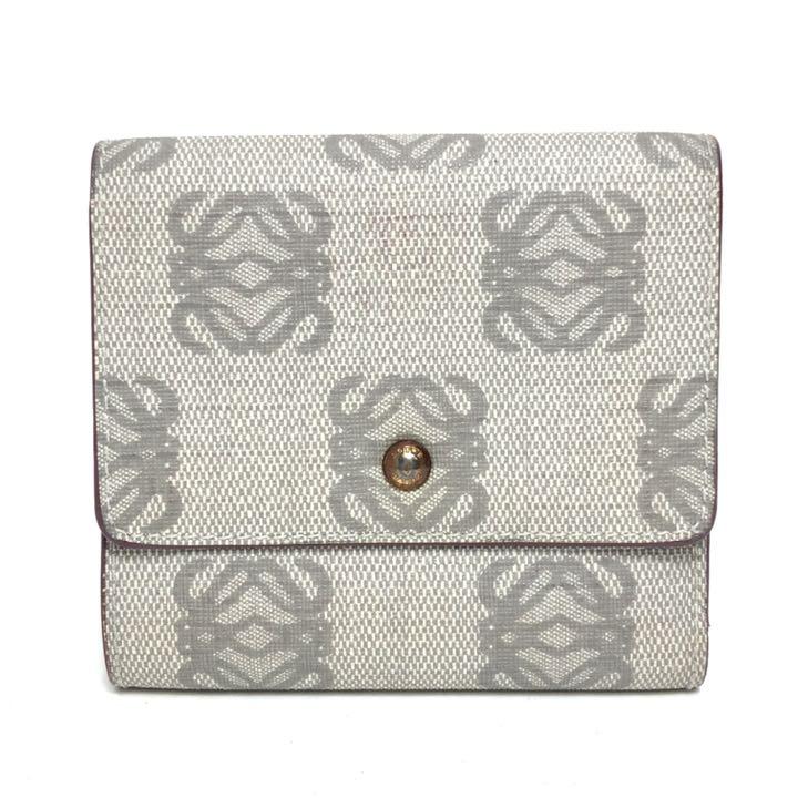 ロエベ LOEWE 両面財布 折り財布 アナグラム ロゴ PVC グレー系 ロエベ LOEWE 両面財布 折り財布 アナグラム ロゴ PVC グレー系