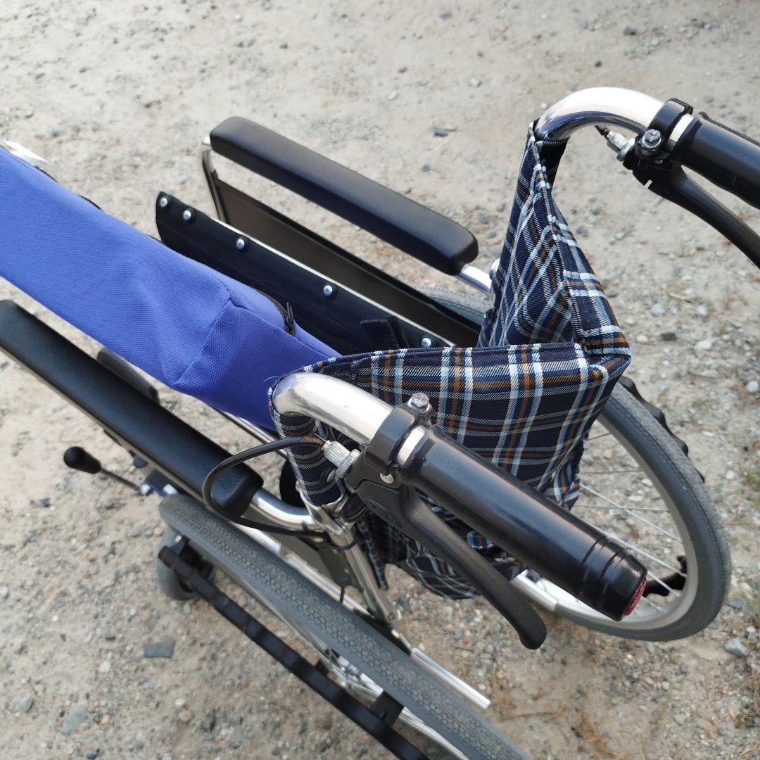 自走用車椅子 チェック柄 背もたれ付き