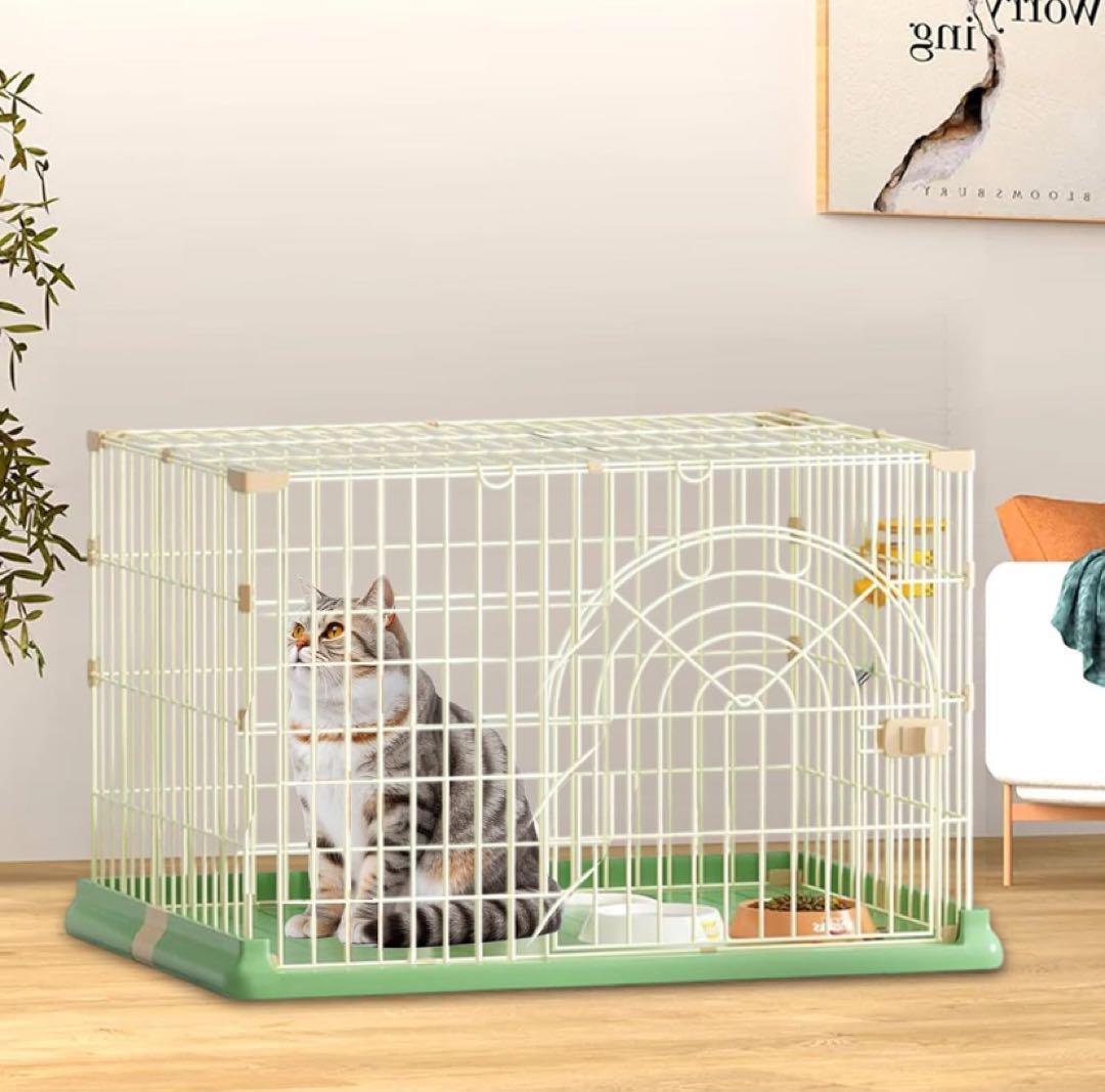 現品限り 猫ケージ キャットケージ1段 スリ厶 幅76奥行50.5高さ45cm