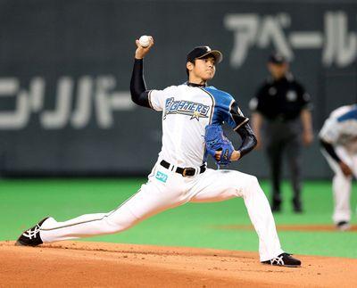 北海道　日本ハム　ファイターズ　大谷　ホーム　ユニフォーム　ミズノ　M