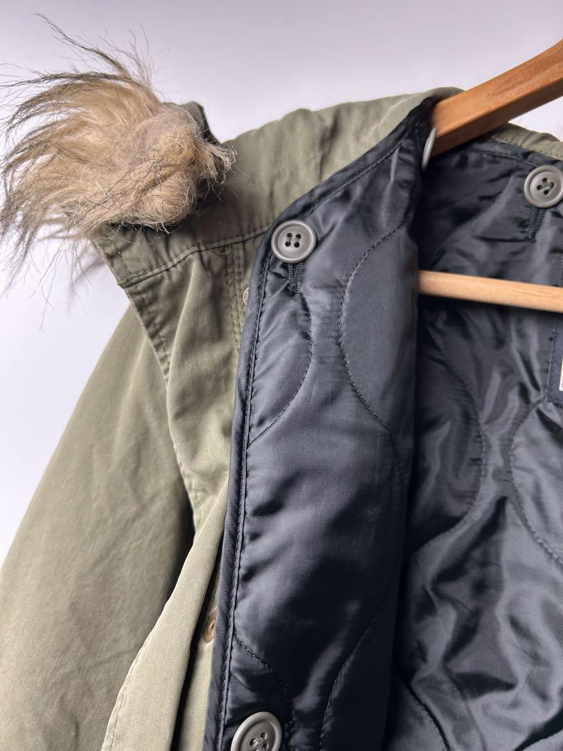 ALPHA INDUSTRIES カーキ モッズコート ファー付き　Lサイズ