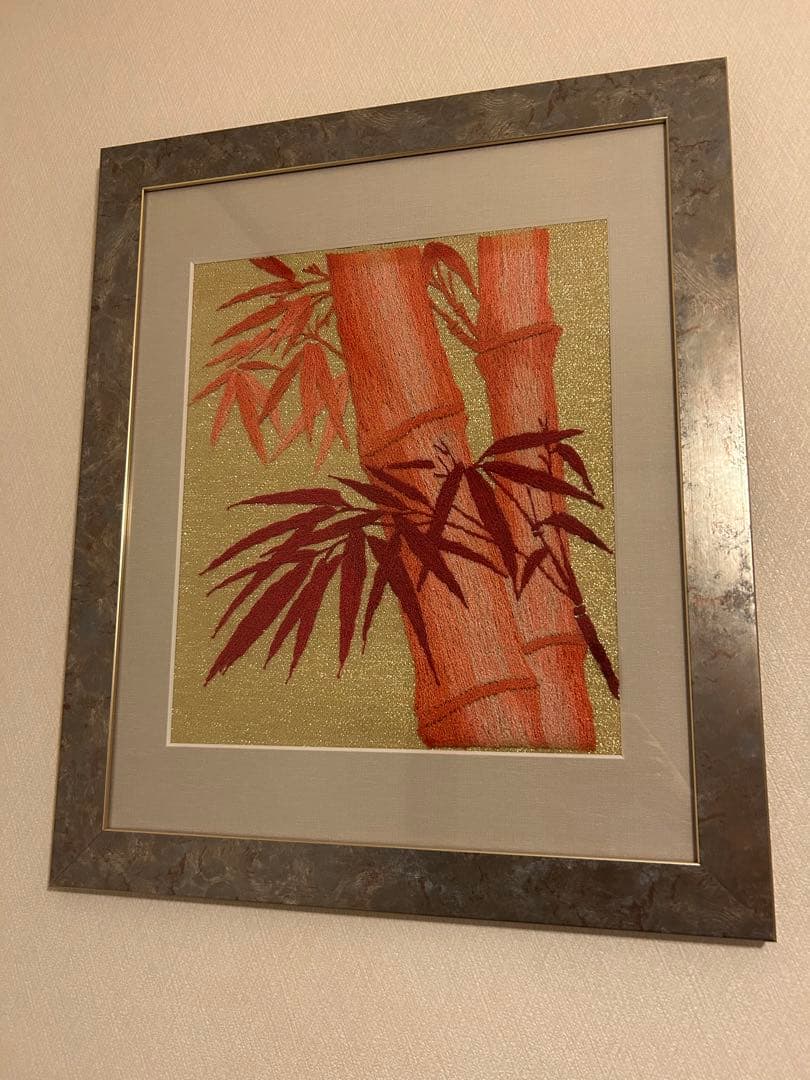 竹の刺繍アート作品