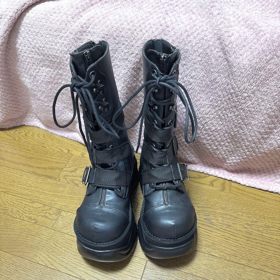 Demonia デモニア 厚底ブーツ 24cm黒M6 - メルカリ