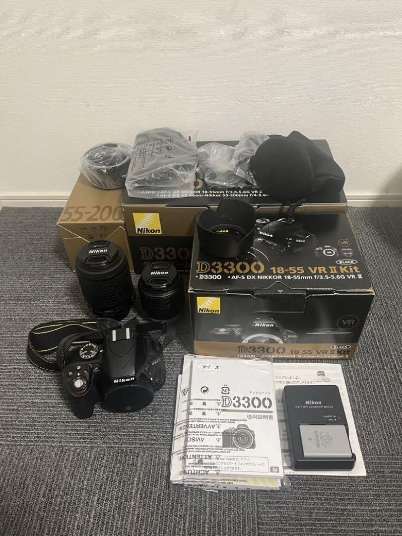 Nikon D3300 ダブルズームキット ブラック フルセット　ニコン