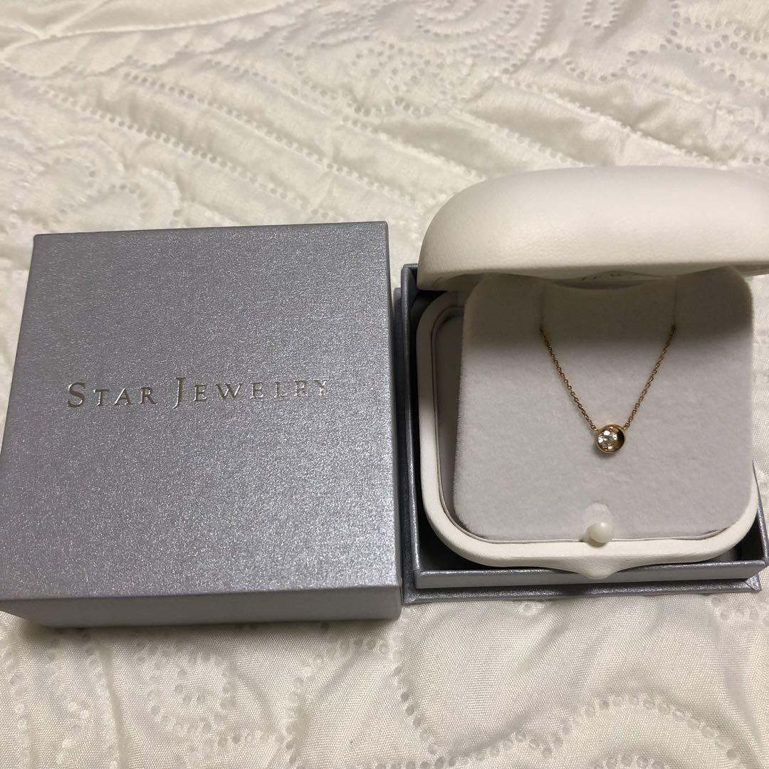STAR JEWELRY ムーンセッティング ネックレス k18 0.17ct