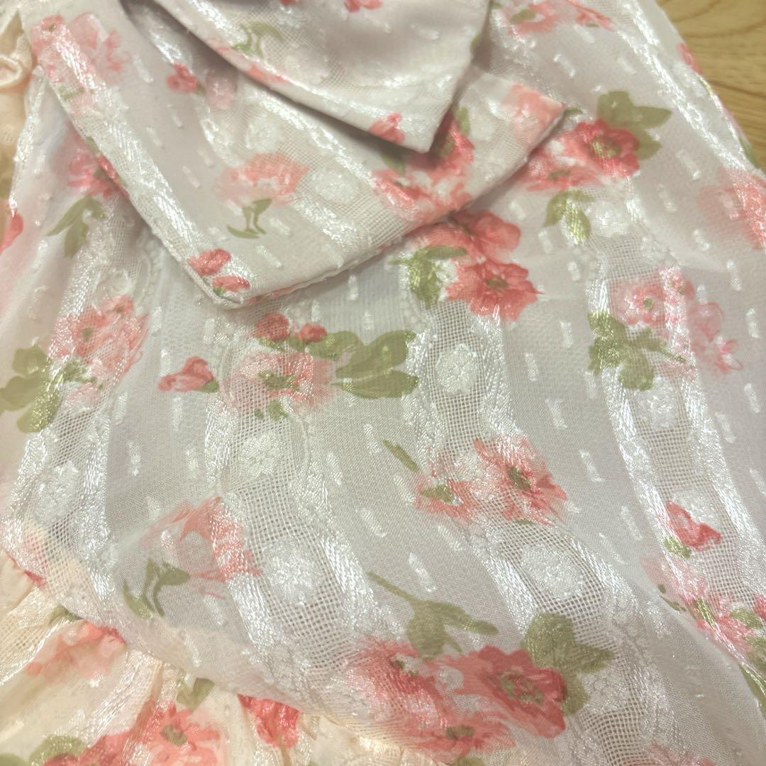 タグ付】LIZLISA 限定ワンピ 花柄 リボン カシュクール レース
