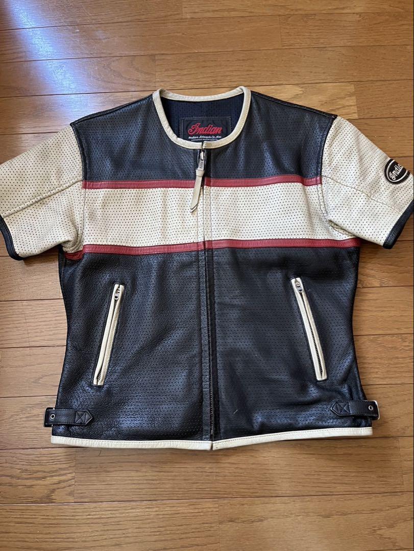 Indian インディアンモトサイクル　メッシュレザーＴシャツ 40
