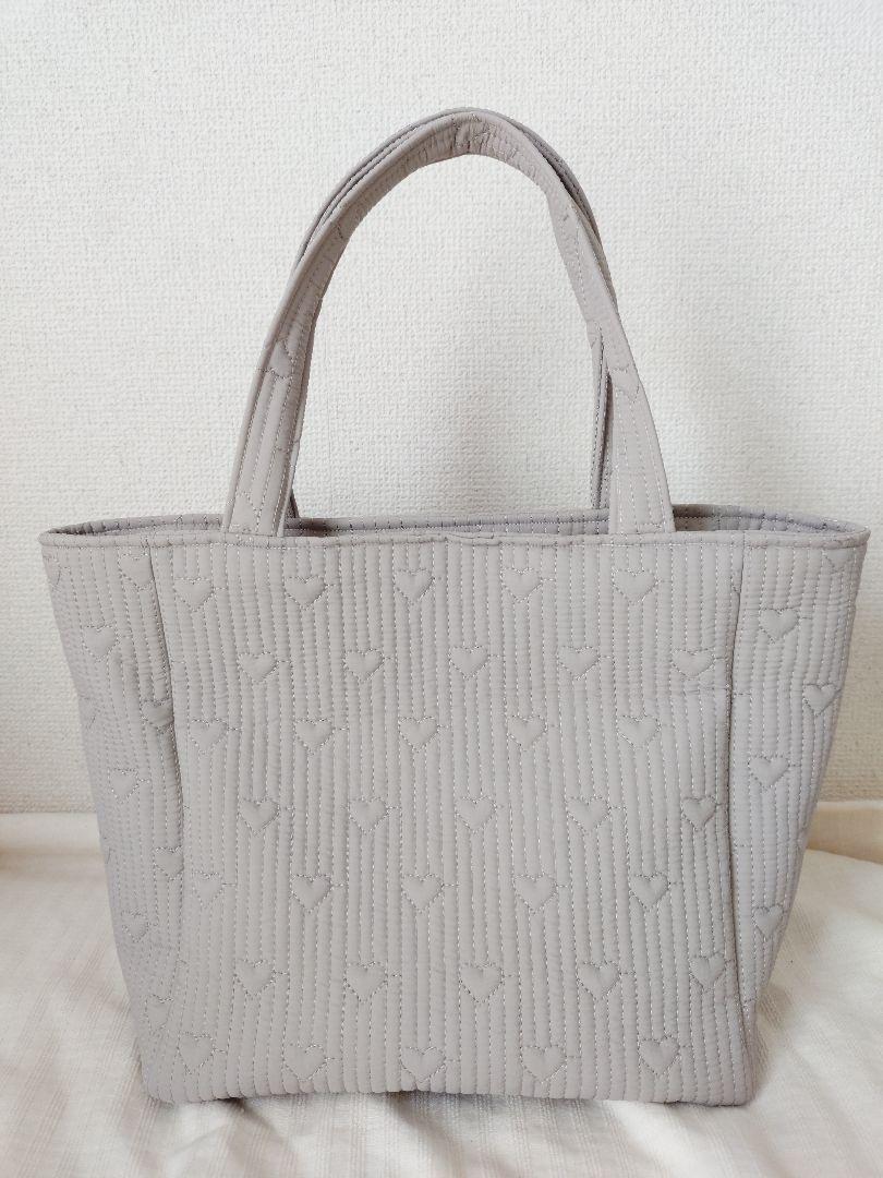 RKS.様 ポリエステルハート刺繍ヌビバッグ ハンドメイド☆ポリエステルハート刺繍ヌビバッグ M グレージュ