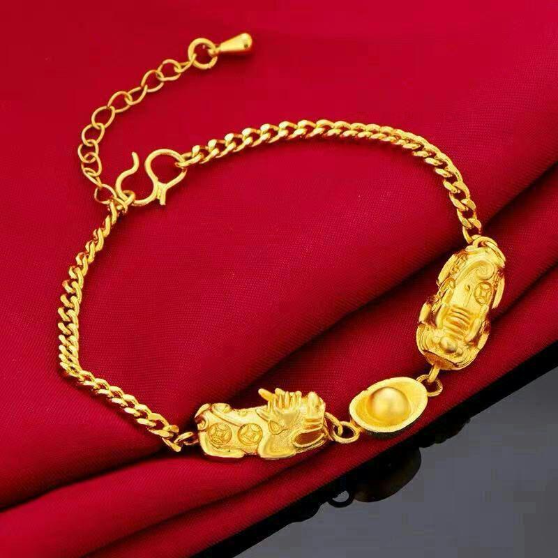 24Kブレスレット本物 999の貔貅フーバックルブレスレット691 新品?24K金貔貅ブレスレットレディースブレスレット調節可能824