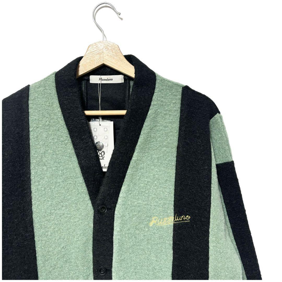 新品未使用　Russeluno タグ付きストライプカーディガン 新品 ラッセルノ ゴルフ ワイド ストライプ カーディガン ミント XL 6