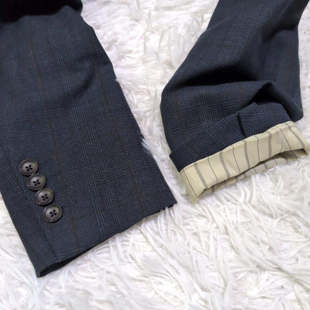 美品✨️スーツファクトリー　おしゃれスーツ　グレンチェック　ネイビー　M　伸縮性