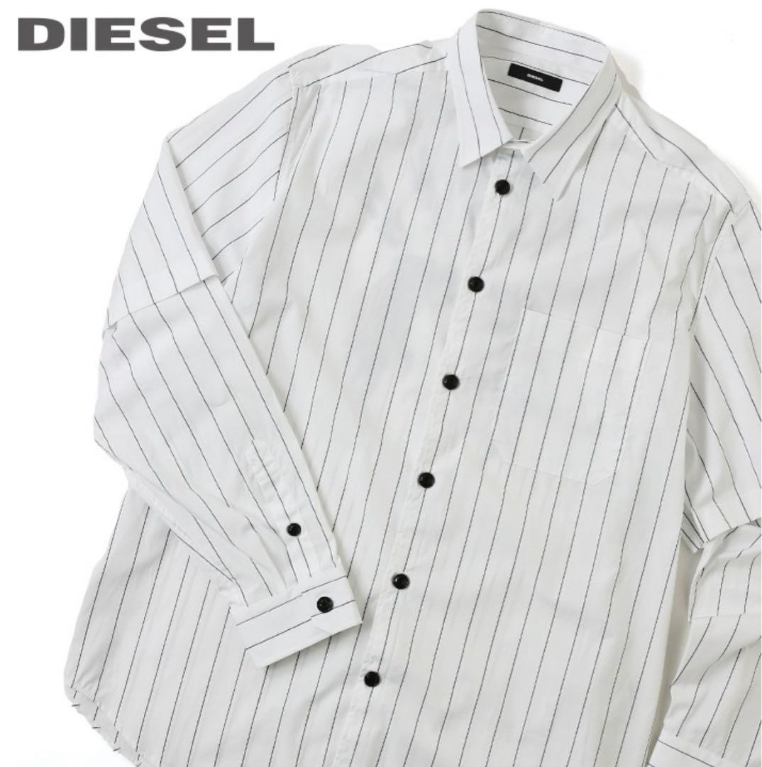 DIESEL ディーゼル オーバーサイズ バックプリント ストライプ 長袖シャツ