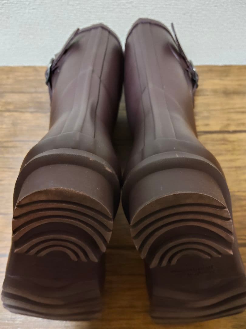未使用級 ロックフィッシュ ウェザーウェア レインブーツ 韓国 長靴 茶 37
