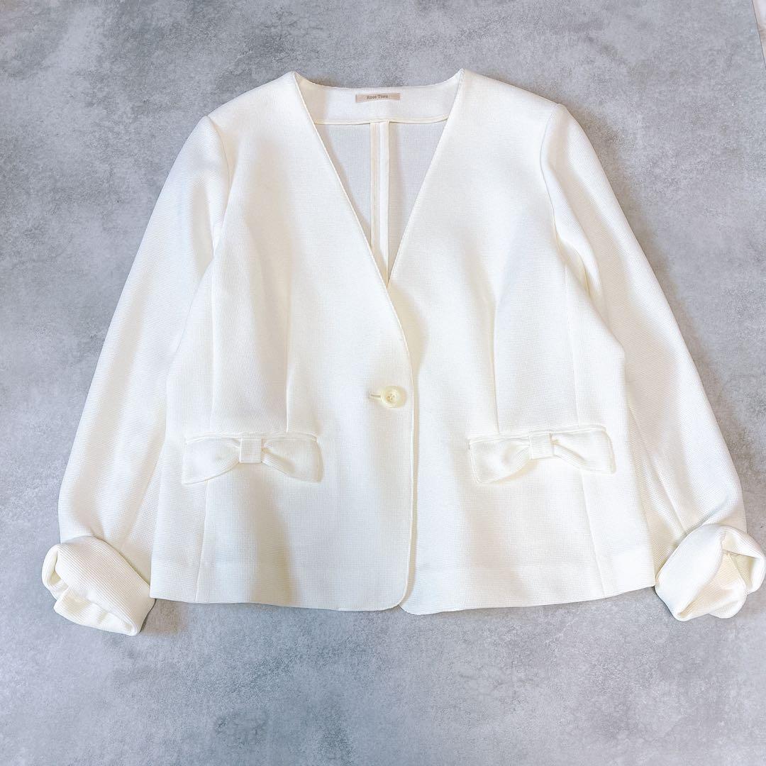 大きいサイズ♡ Rose Tiara ローズティアラ ノーカラージャケット 42