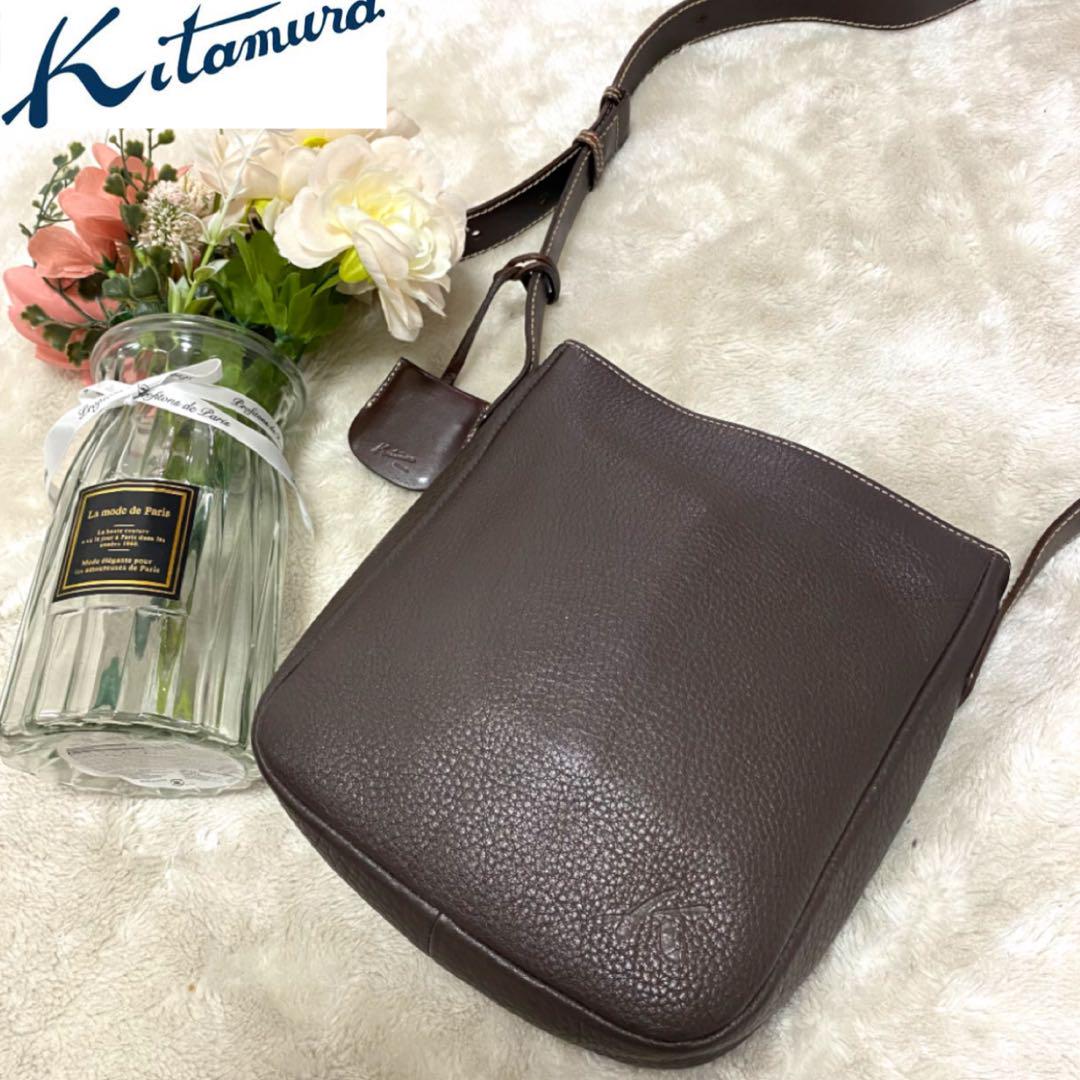 Kitamura ✨良品✨ シボ革 サコッシュ ショルダーバッグ ワンショルダー