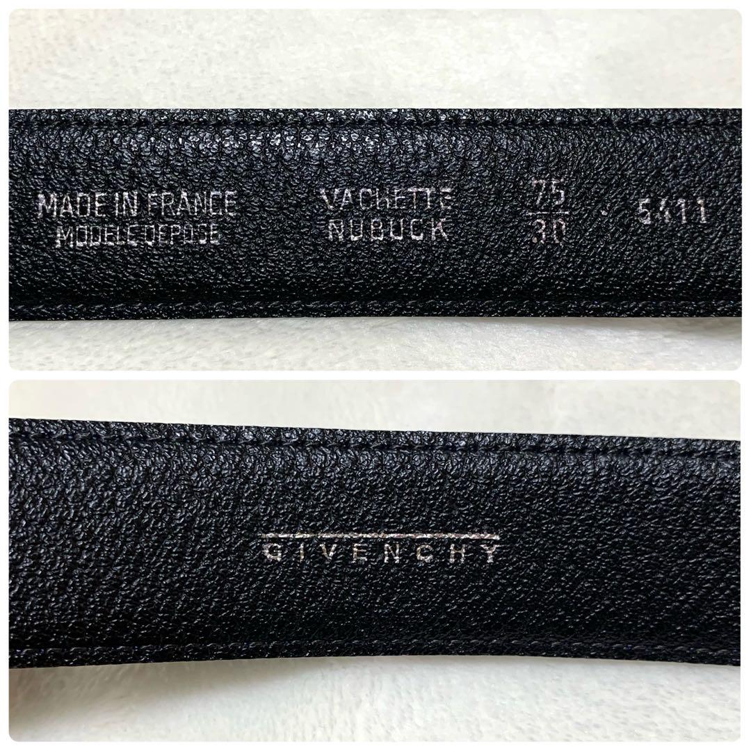 美品 GIVENCHY ヴィンテージ ヌバック レザー ベルト ロゴ スタッズ