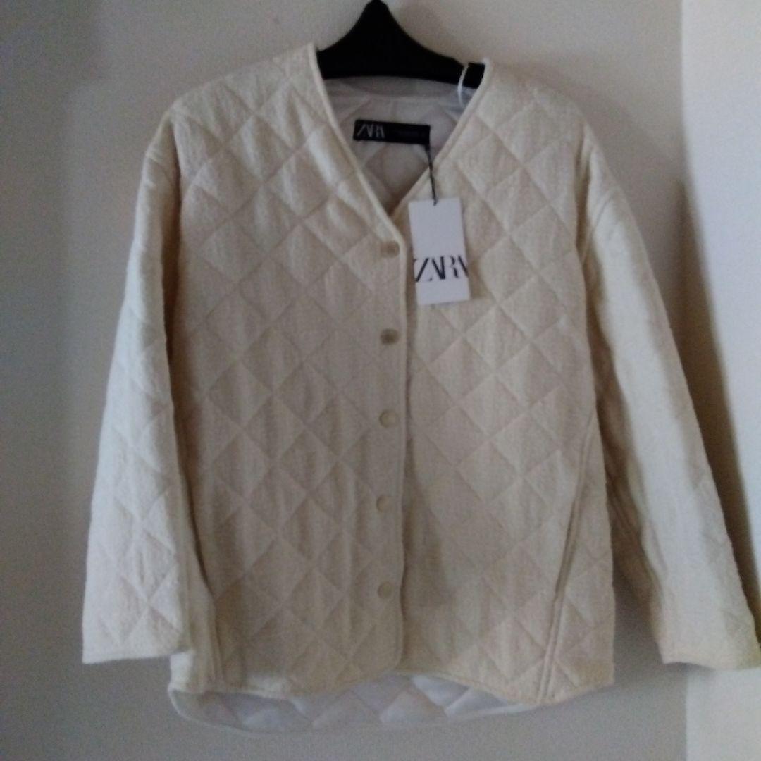 ZARA フェイクレザー ノーカラージャケット M - メルカリ