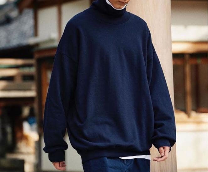 今季ブランド 新品未使用 紺 ネイビー スウェット ネック タートル ビッグ Big 久米繊維 その他 Taller Fdp Com