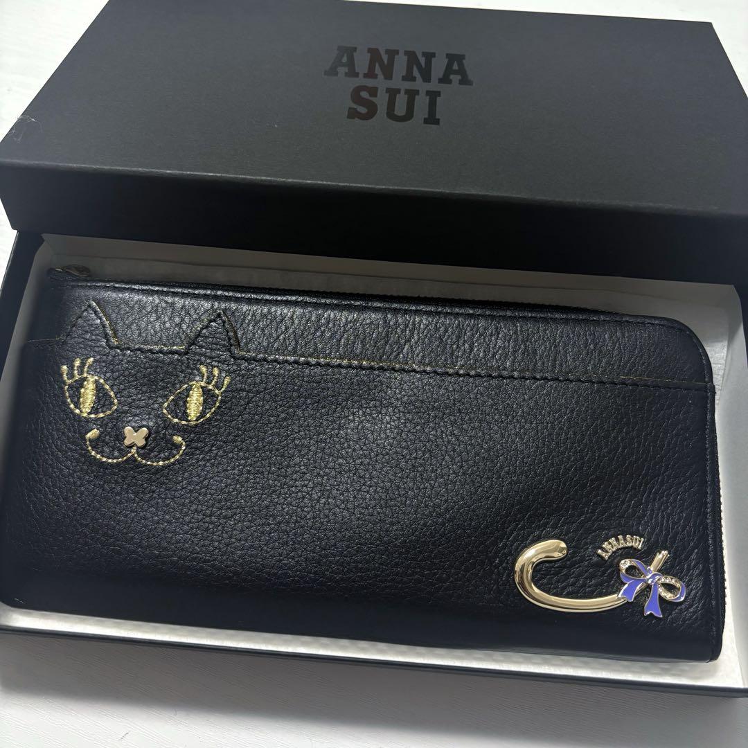 ANNA SUI 財布 L字 猫 長財布　アナスイ マイティティ　ねこ