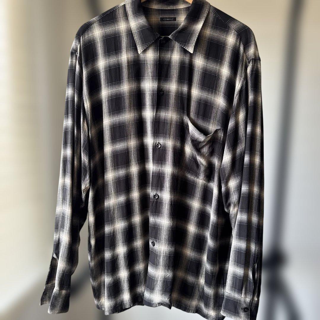 COMOLI レーヨンチェックシャツ