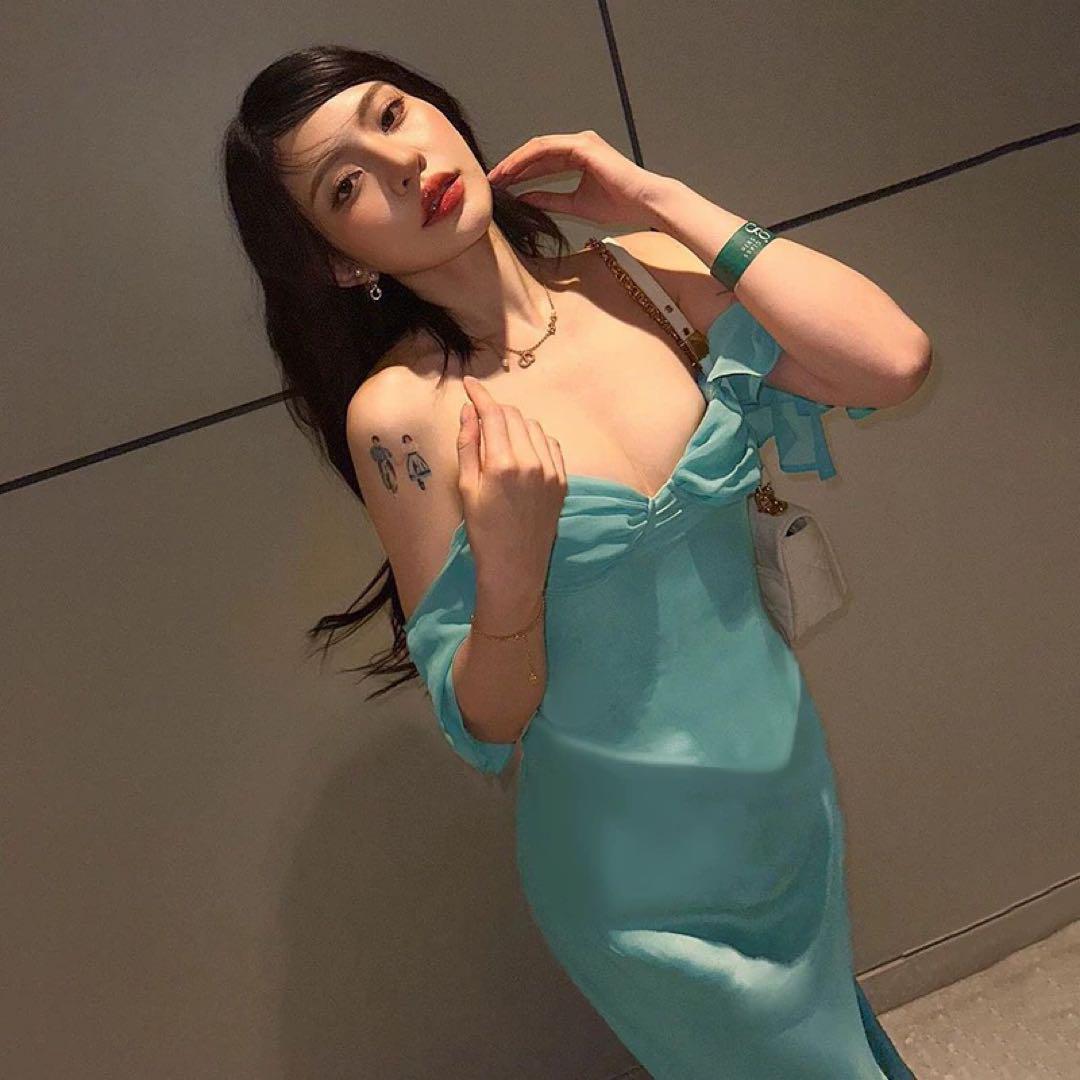 ロングドレス✨夏にぴったり❤️ハイウエスト オフショルダー パーティー用 新 モデルファッション - ロングドレス✨夏にぴったり❤️ハイ