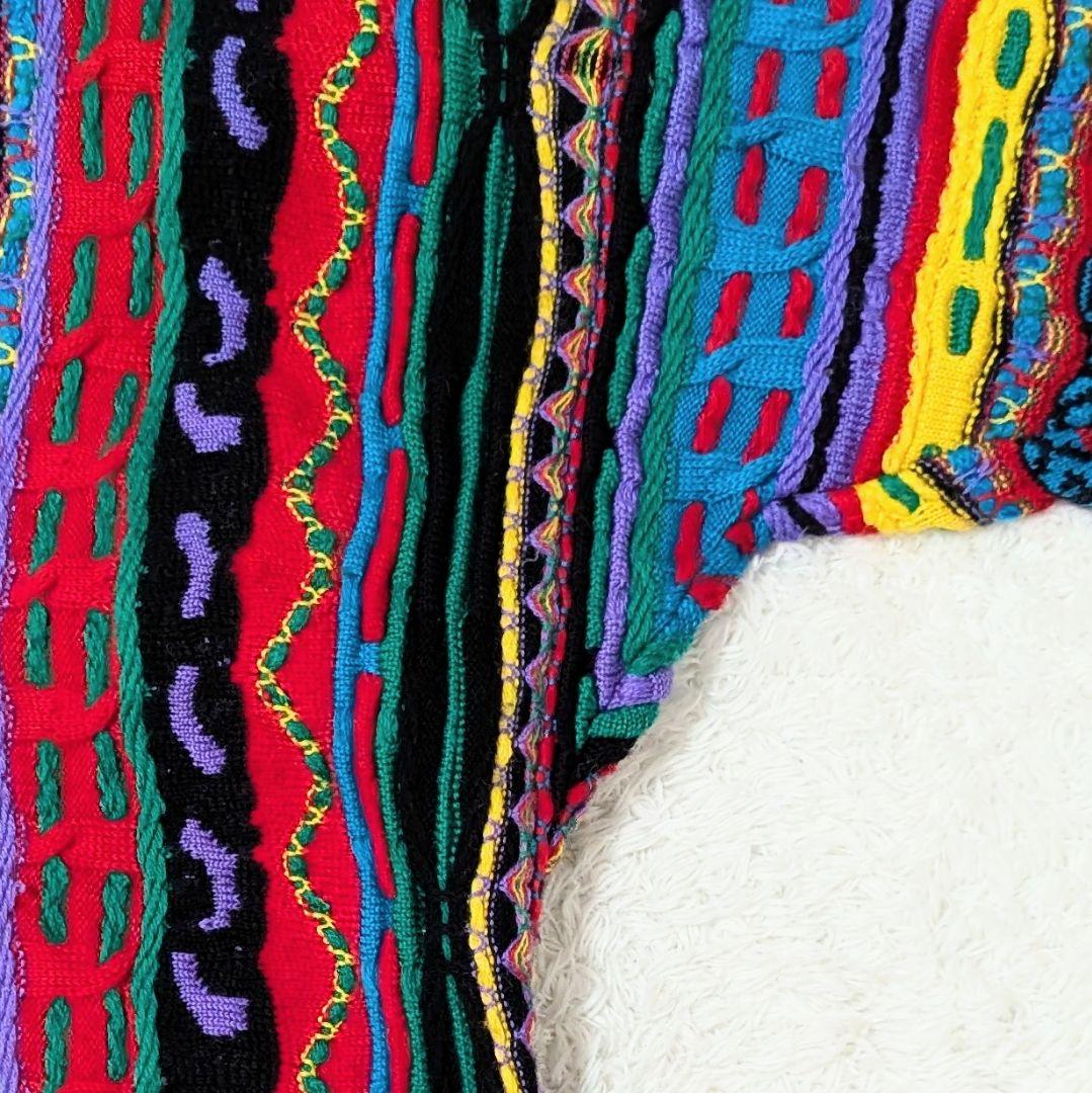 良品◎COOGI 3Dニット 立体編み込み ニット セーター マルチカラー S