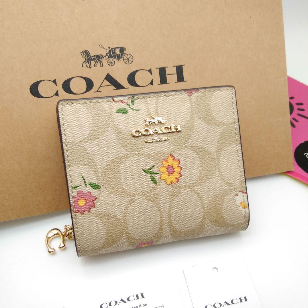 新作 新品 COACH 折り財布 花柄 フラワー