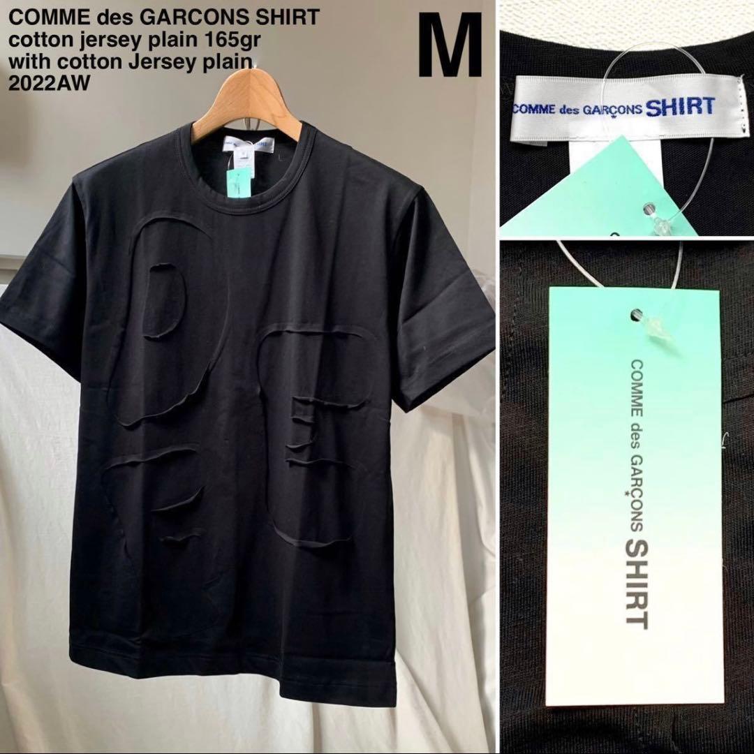 新品 2022AW コムデギャルソンシャツ アップリケ Tシャツ M 黒 送料込