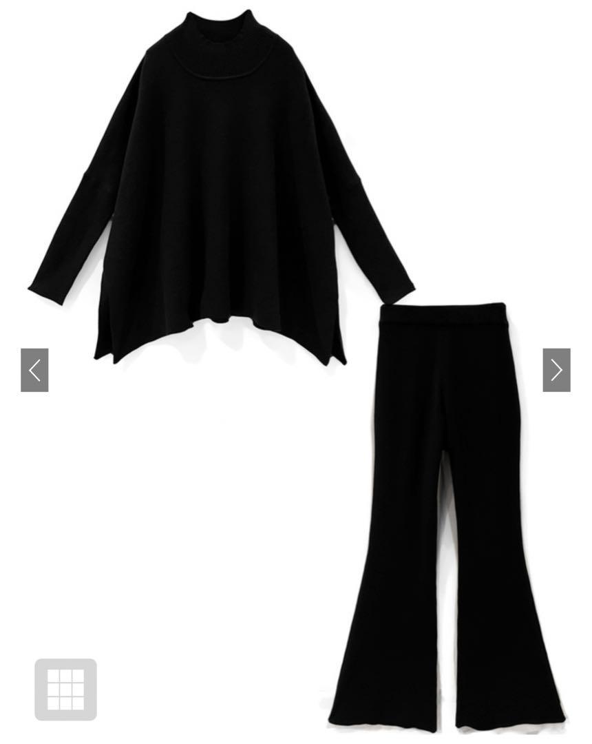 GRL サイドスリットトップスXフレアパンツニットセットアップ