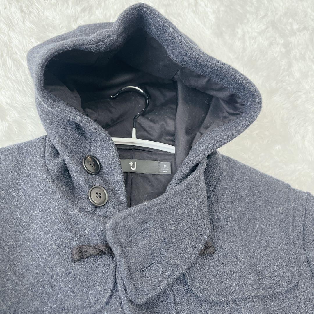 【美品】UNIQLO+J ウールブレンドダッフルコート ネイビー  M