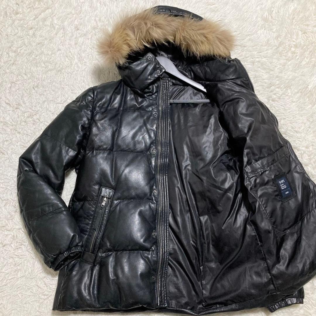 ⭐シップス⭐ダウンジャケット L ラムレザー 羊革 2way ファー 肉厚