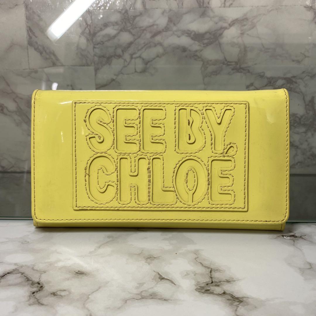 See By Chloe シーバイクロエ 長財布 エナメル イエロー 黄色