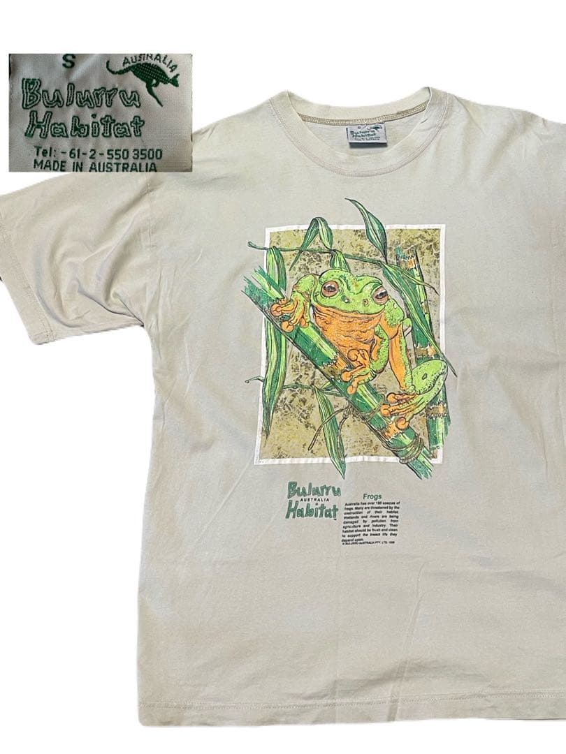90'sオーストラリア製Tシャツカエルフロッグアニマル実寸M〜L