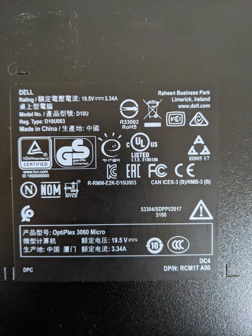 ミニPC DELL OpliPlex 3060 Micro Core i5-8400T
