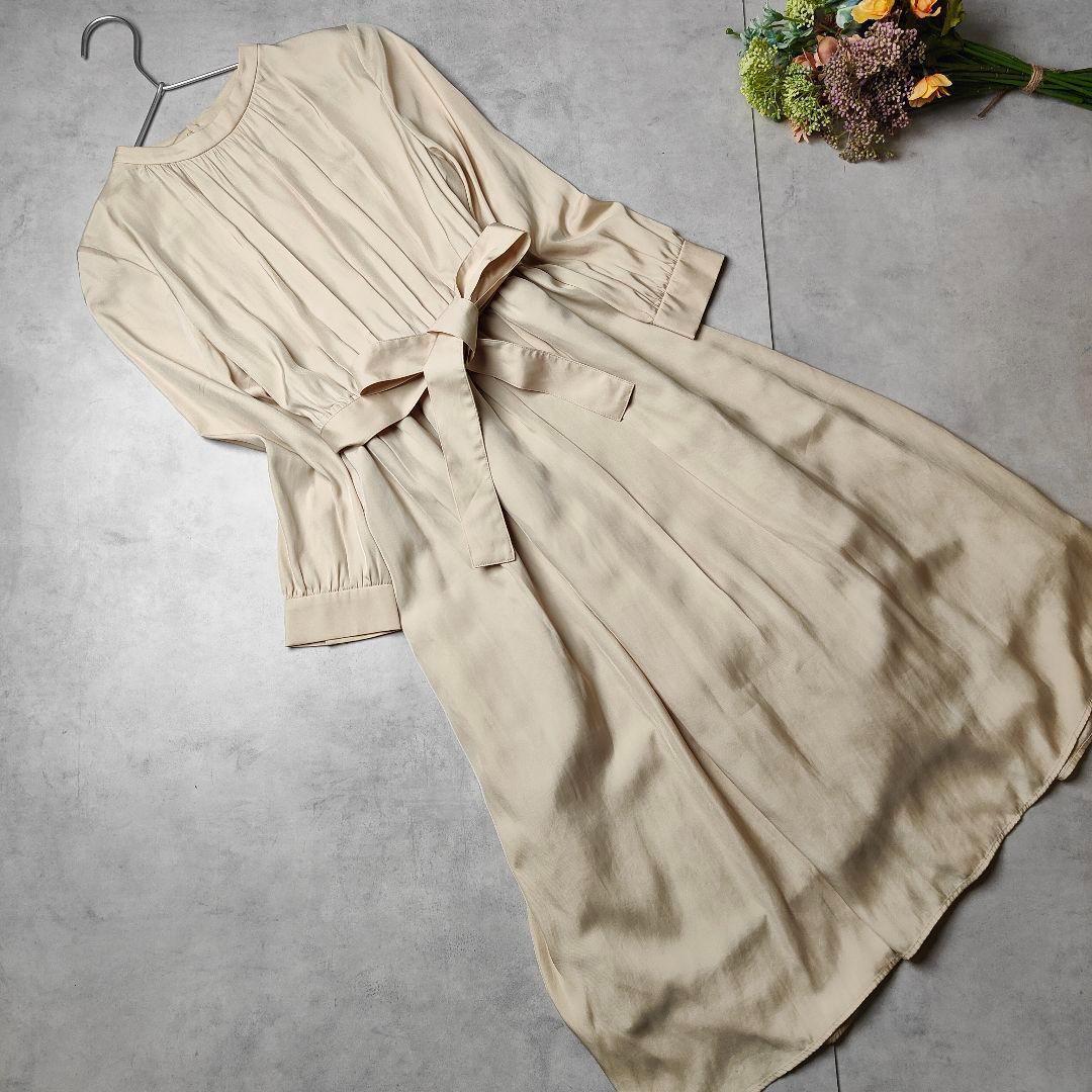 美品☆23aw INDIVI ワンピース Aライン　リボン付き