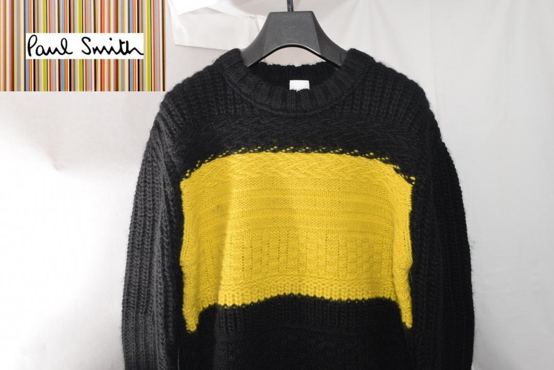 新品☆Paul Smith ローゲージ セーター パリコレ☆黒＆黄色☆XLサイズ