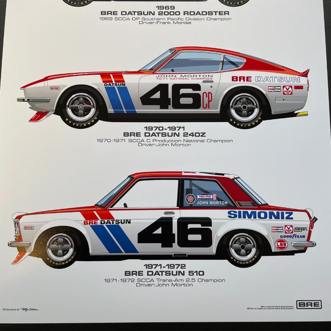 BRE Datsun イラストポスター☆ダットサン/フェアレディ240Z/510
