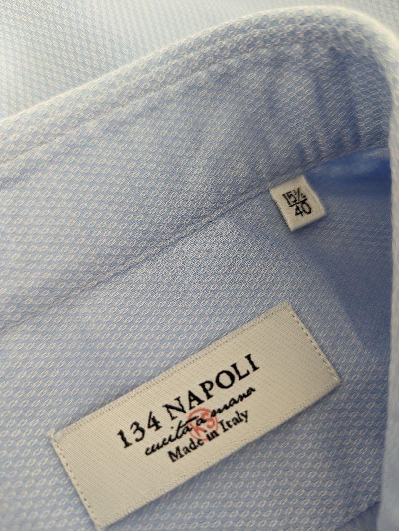 美品　鎌倉シャツ　シャツ　134 NAPOLI　40　ブルー　ドビー　イタリア製