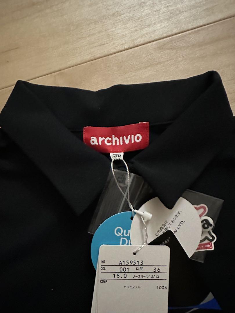 新品・タグ付　archivio ノースリーブポロシャツ 36 黒