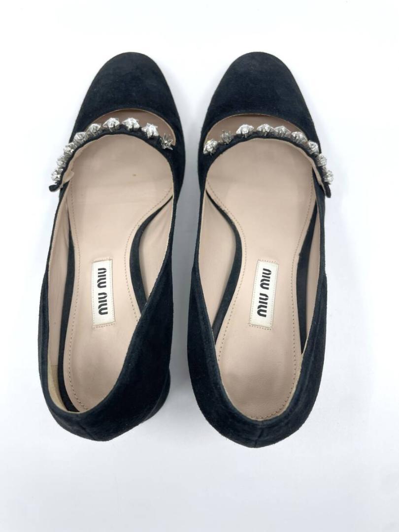 MIUMIU　パンプス 靴 シューズ スエード ブラック スター　36