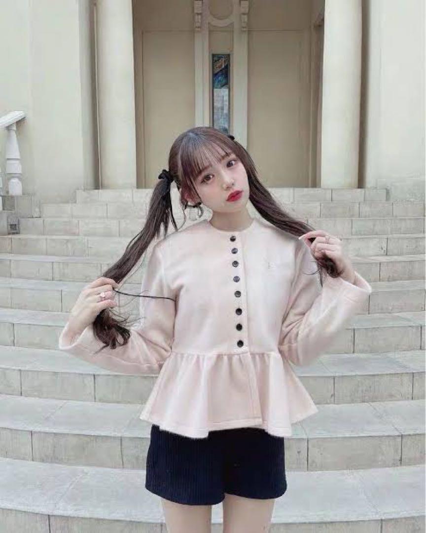 bibiy B\" CAMEL PEPURAMU CARDIGAN ピンク