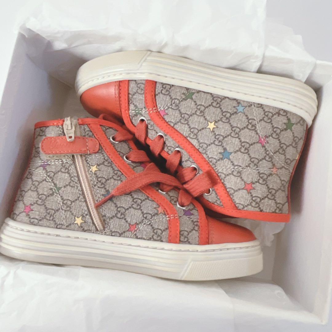 【新品未使用】GUCCI グッチ　スニーカー　オレンジ/ベージュ　15cm