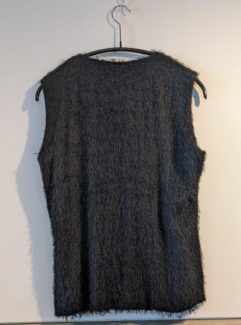 小物などお買い得な福袋 ISSEY MIYAKE 黒前開きフリンジタンクトップ ジレ トップス