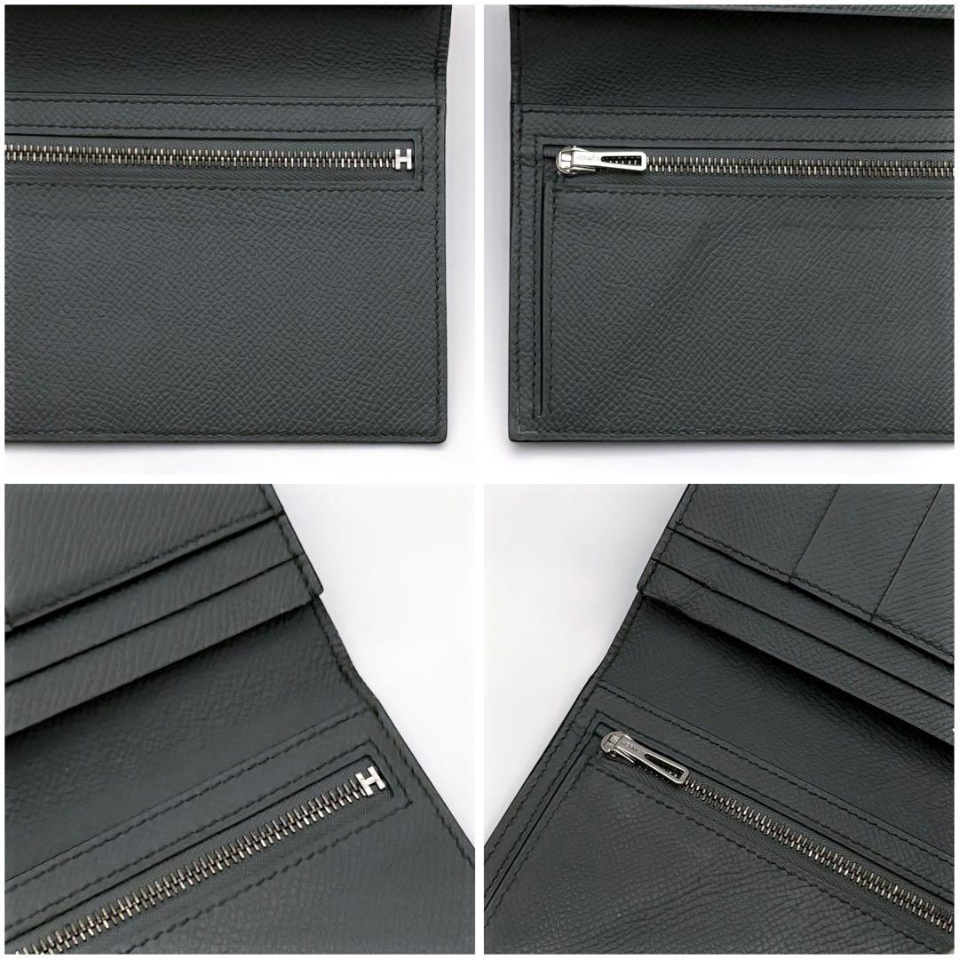 HERMES エルメス べアン スフレ 長財布 オリーブグリーン カーキ グレー