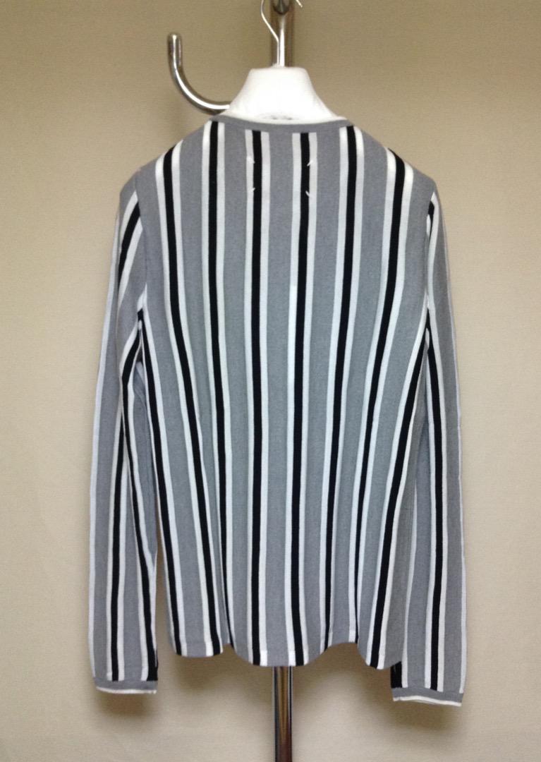新品 S マルジェラ 19ss ストライプ柄ニット グレー 9604