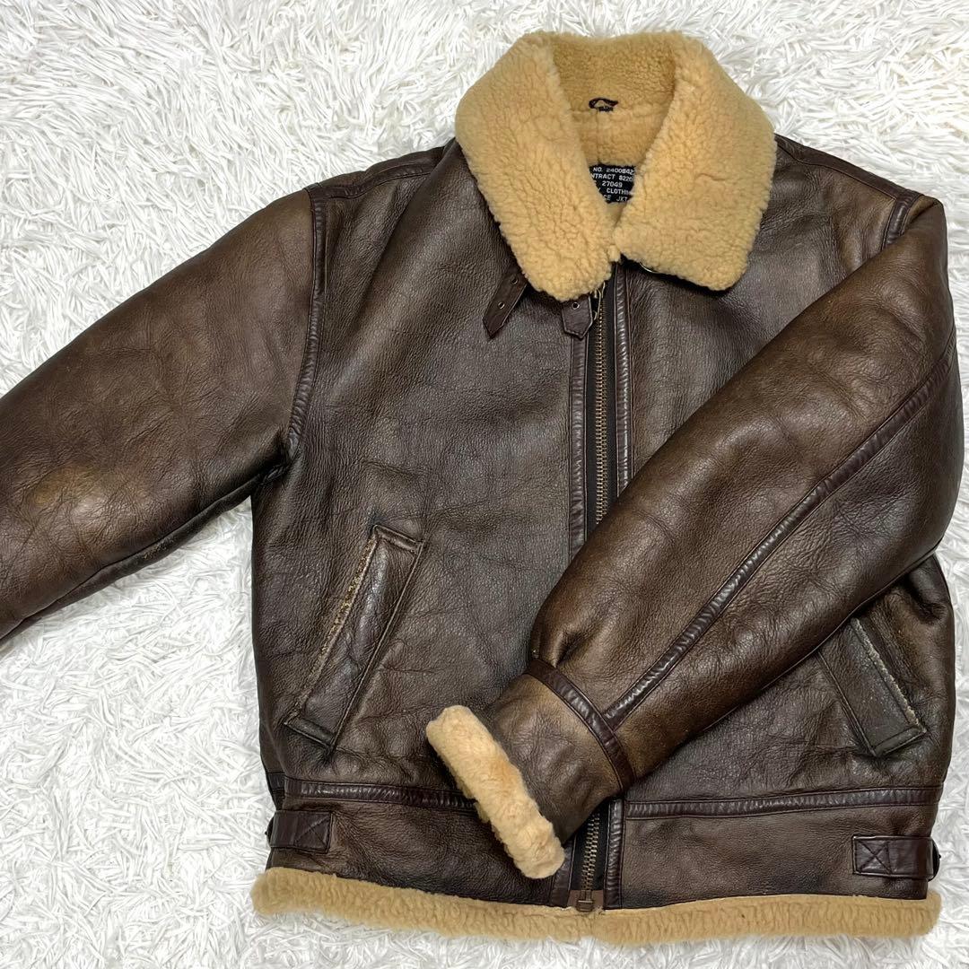 リアルムートン B-3 フライトジャケット L シープレザー ボア 90s 羊革 リアルムートン B-3 フライトジャケット L シープレザー ボア 90s 羊革