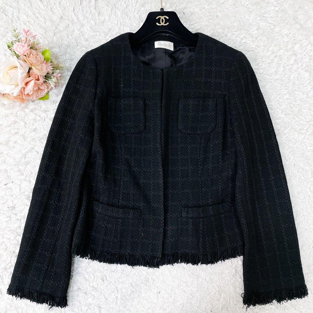 美品⭐️ハロッズ スカートスーツ ツイード フォーマル 学校行事 黒 3/2