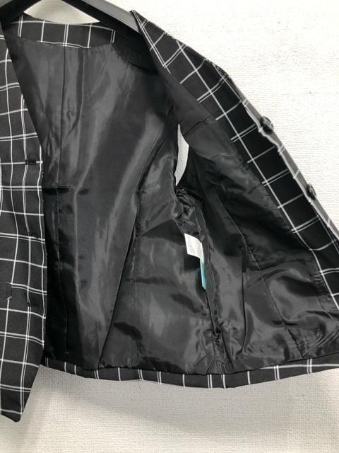 新品☆11号M♪黒系チェック柄♪ベストスーツ♪お仕事・事務服☆b311