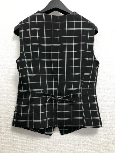 新品☆11号M♪黒系チェック柄♪ベストスーツ♪お仕事・事務服☆b311