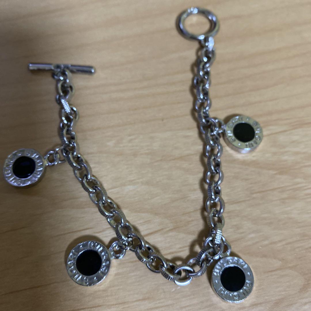 美品　BVLGARI シルバー チャームオニキスブレスレット